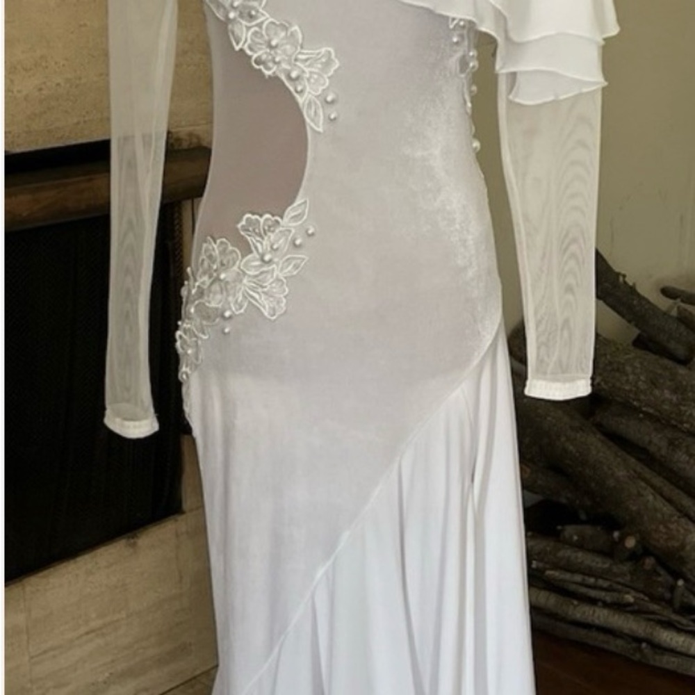 Smooth Ballroom Competition Practice Dance Dress White Size S/M - Picture 7 of 14